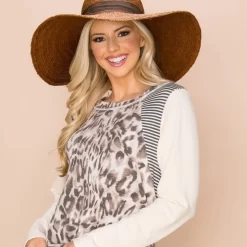 Casual Cheetah Contrast Print Top