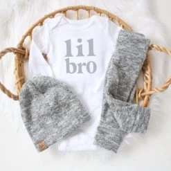 Lil Bro Onesie - White & Grey
