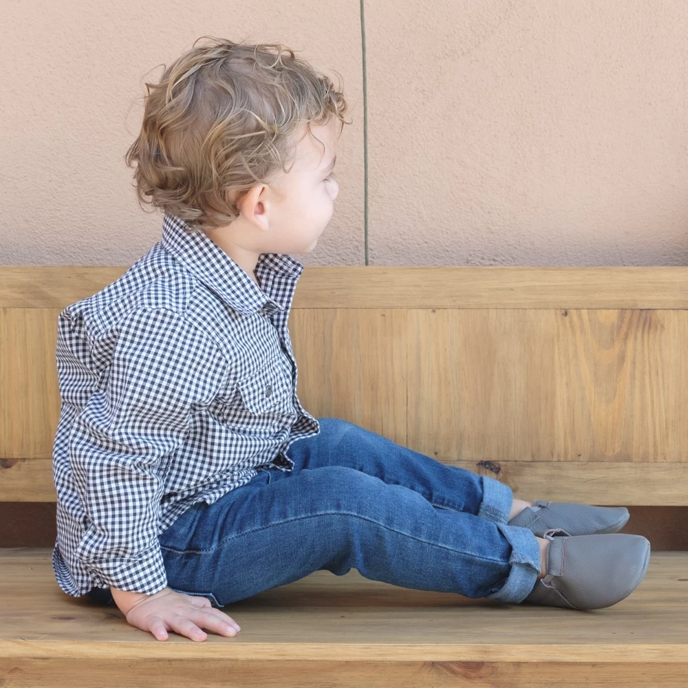 Slate Fringeless Baby Moccasins - Image 5