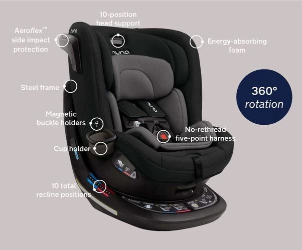 Nuna Revv Rotating Convertible Car Seat - Caviar - Image 8