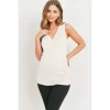 White Ruched Side Tank Maternity/Nursing Top