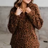 Sherpa Pullover Jacket - Rust Animal Print