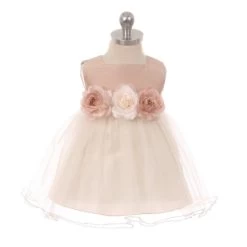 Satin Tulle Formal Dress - Dusty Rose