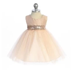 Rose Gold V Back Baby Dress - Blush Pink