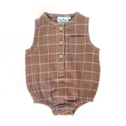 City Mouse Muslin Tank Romper - Windowpane