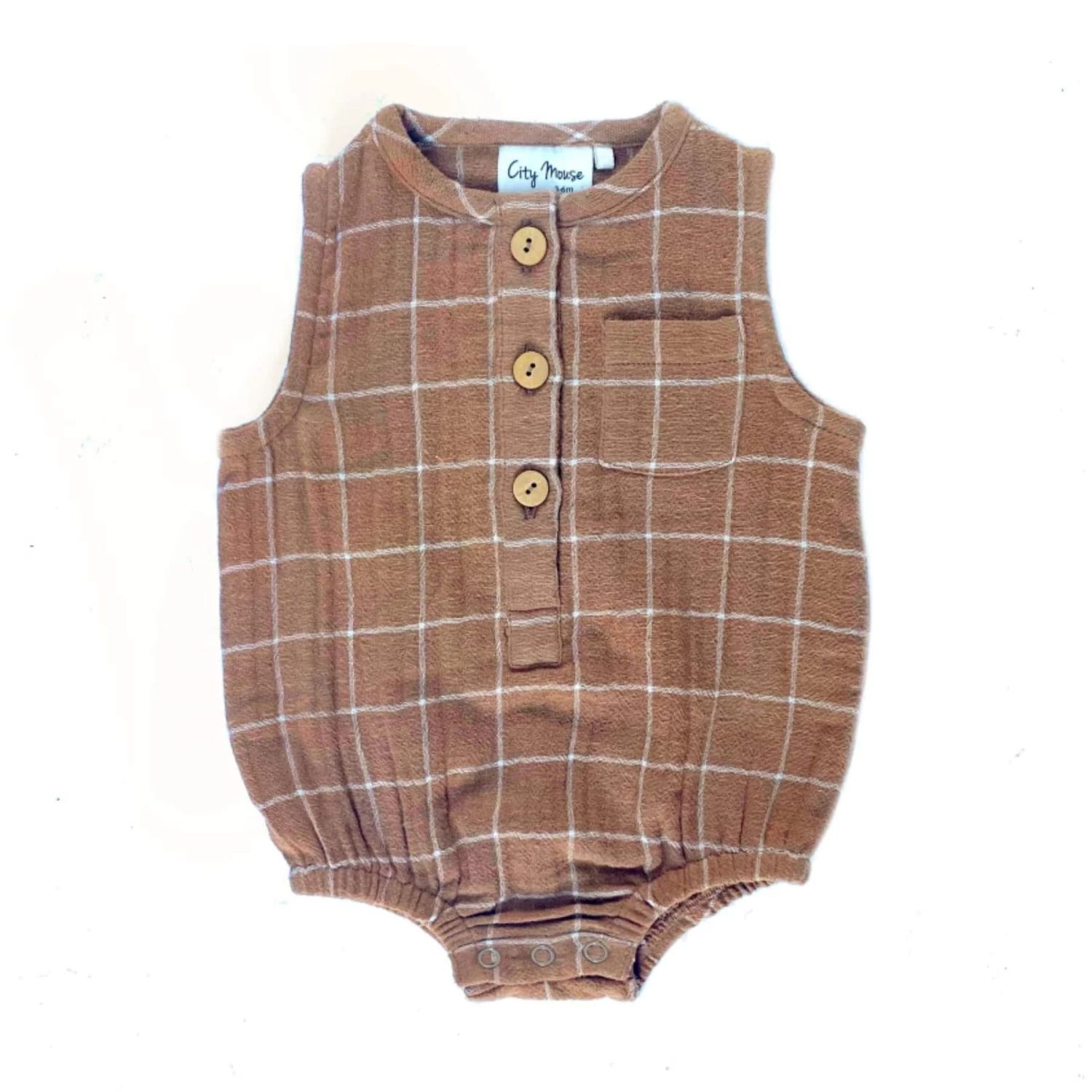 City Mouse Muslin Tank Romper - Windowpane