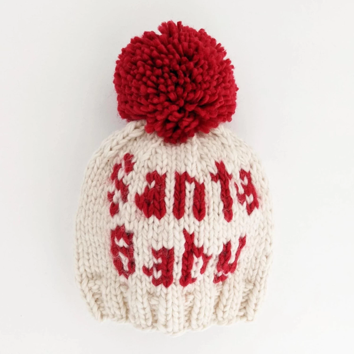 Santa Baby Hand Knit Pom Beanie Hat