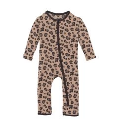 Kickee Pants Coverall With Zipper - Suede Cheetah Print