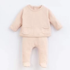 Play Up Organic Jersey Trouser Set - Cream Blush