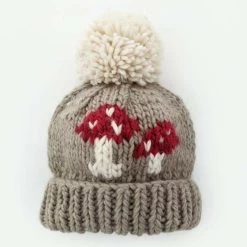 Mushroom Hand Knit Beanie Hat