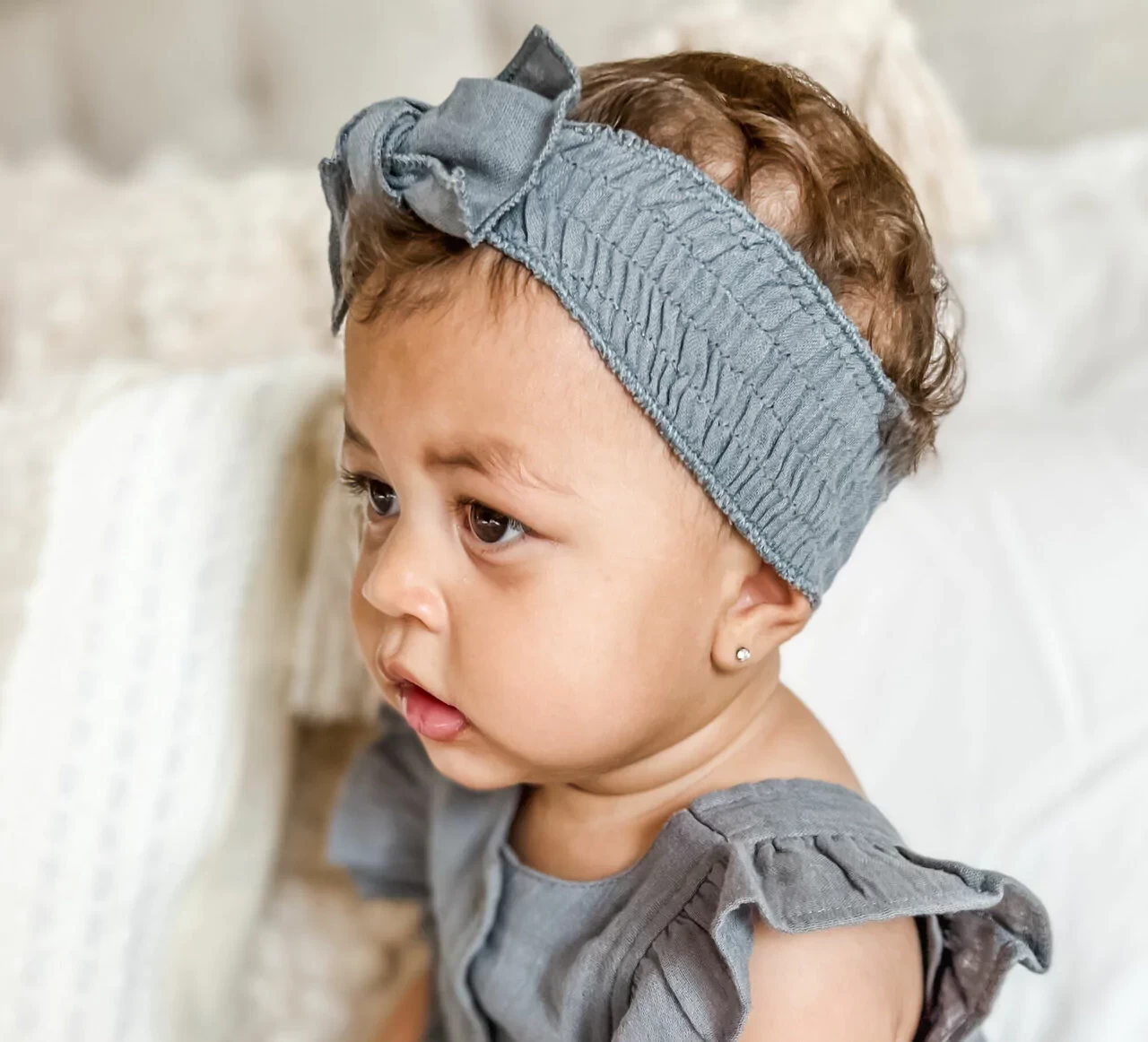 Moonstone Smocked Tied Headband - Image 2