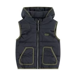 Boys Hooded Puffer Vest - Slate Blue