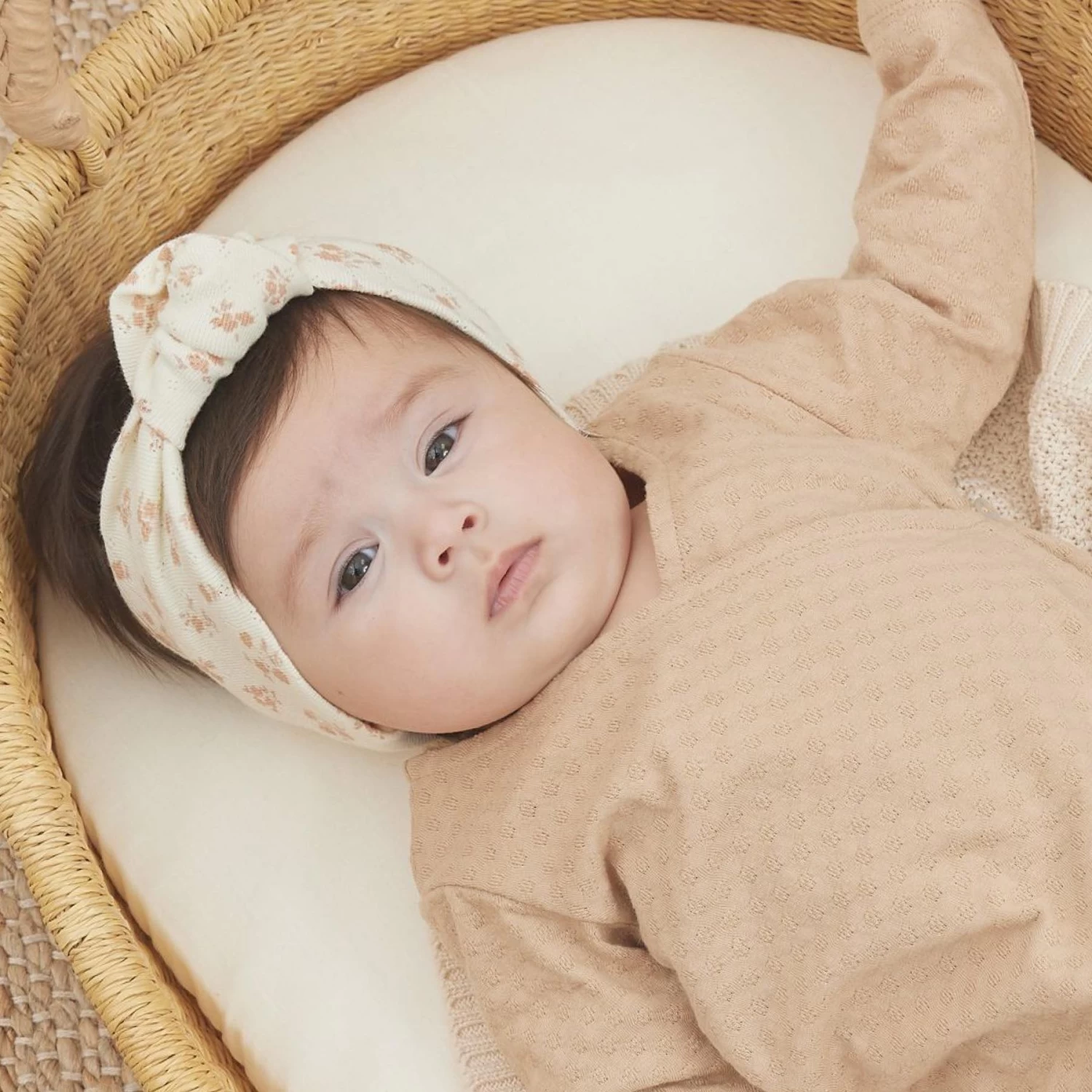 Quincy Mae Pointelle Knotted Headband - Blush Floral