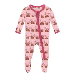 KicKee Pants Muffin Ruffle Footie With Zipper - Lotus Gingerbread