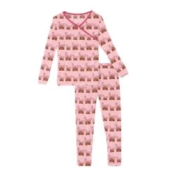 KicKee Pants Long Sleeve Kimono Pajama Set - Lotus Gingerbread