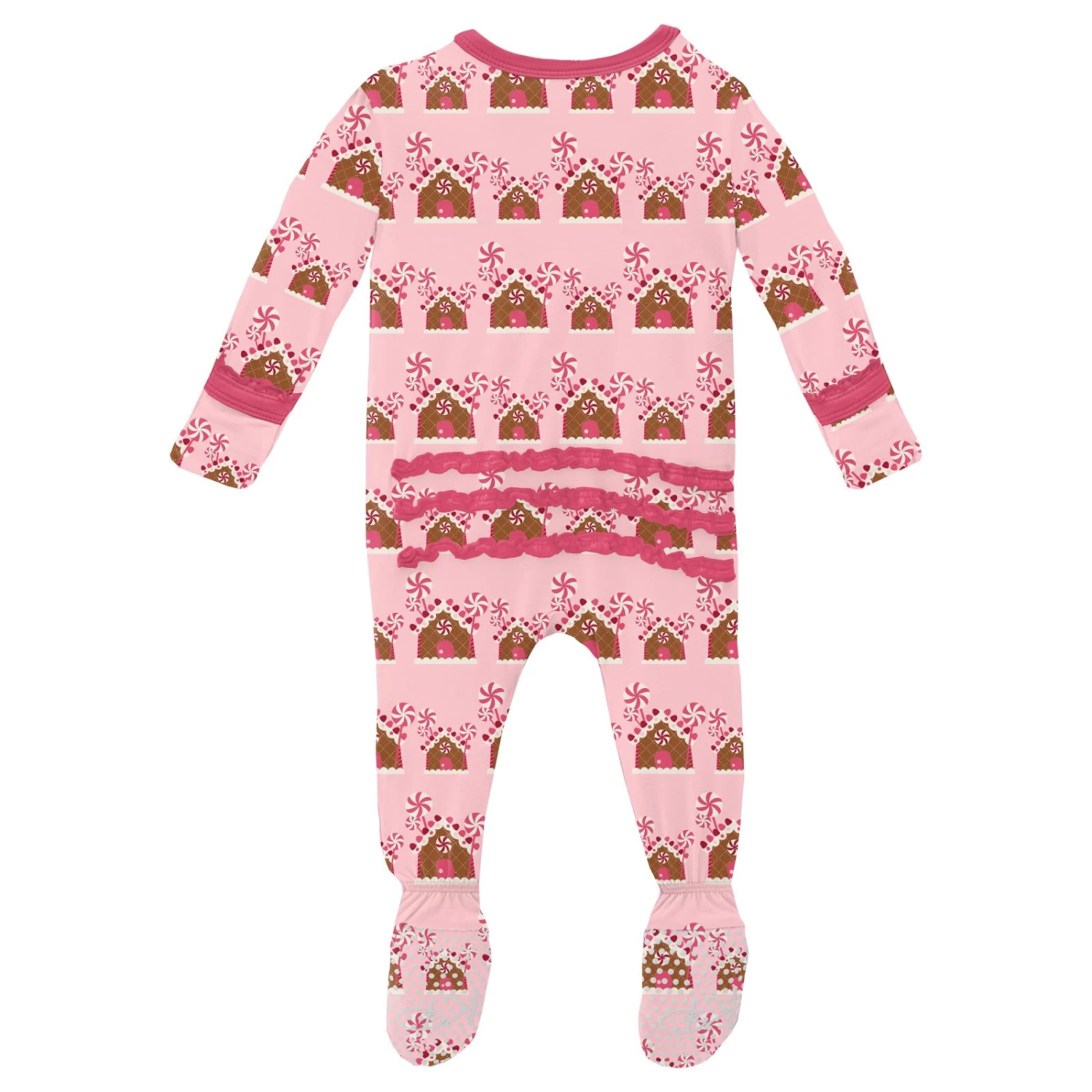 KicKee Pants Muffin Ruffle Footie With Zipper - Lotus Gingerbread - Image 2