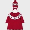 Mayoral Knit Dress With Hat - Red