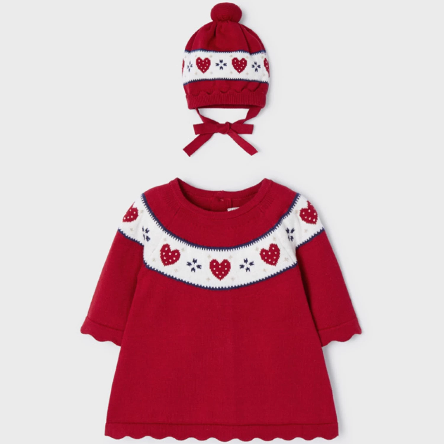 Mayoral Knit Dress With Hat - Red