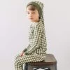 L'oved Baby Organic Christmas Eve Plaid Kid's Lounge Set + Hat