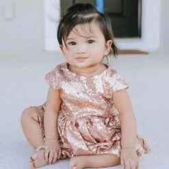 Bradshaw Sequin Party Dress - Rose Gold