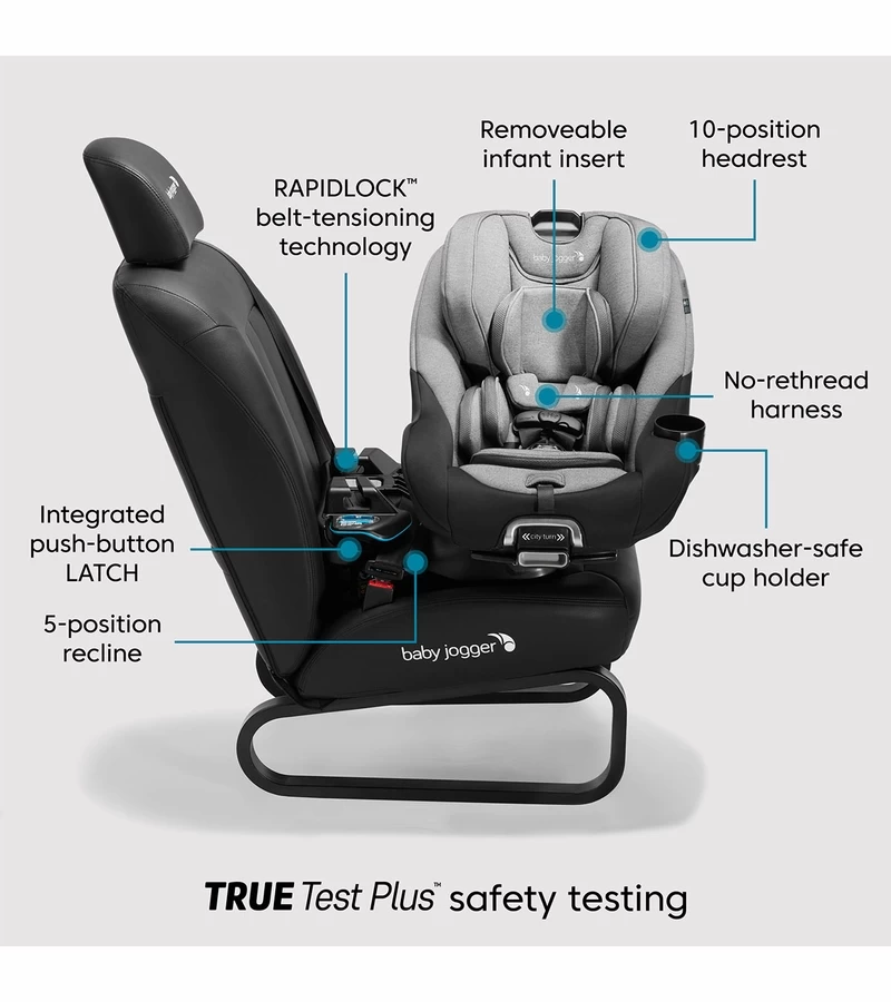 Baby Jogger City Turn Convertible Car Seat - Onyx Black - Image 4