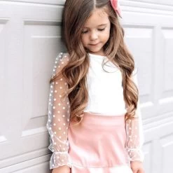 Destinee Dot Sleeve Leo - White