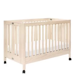 Babyletto Maki Full-Size Folding Crib With Toddler Bed Conversion Kit - Washed Natural