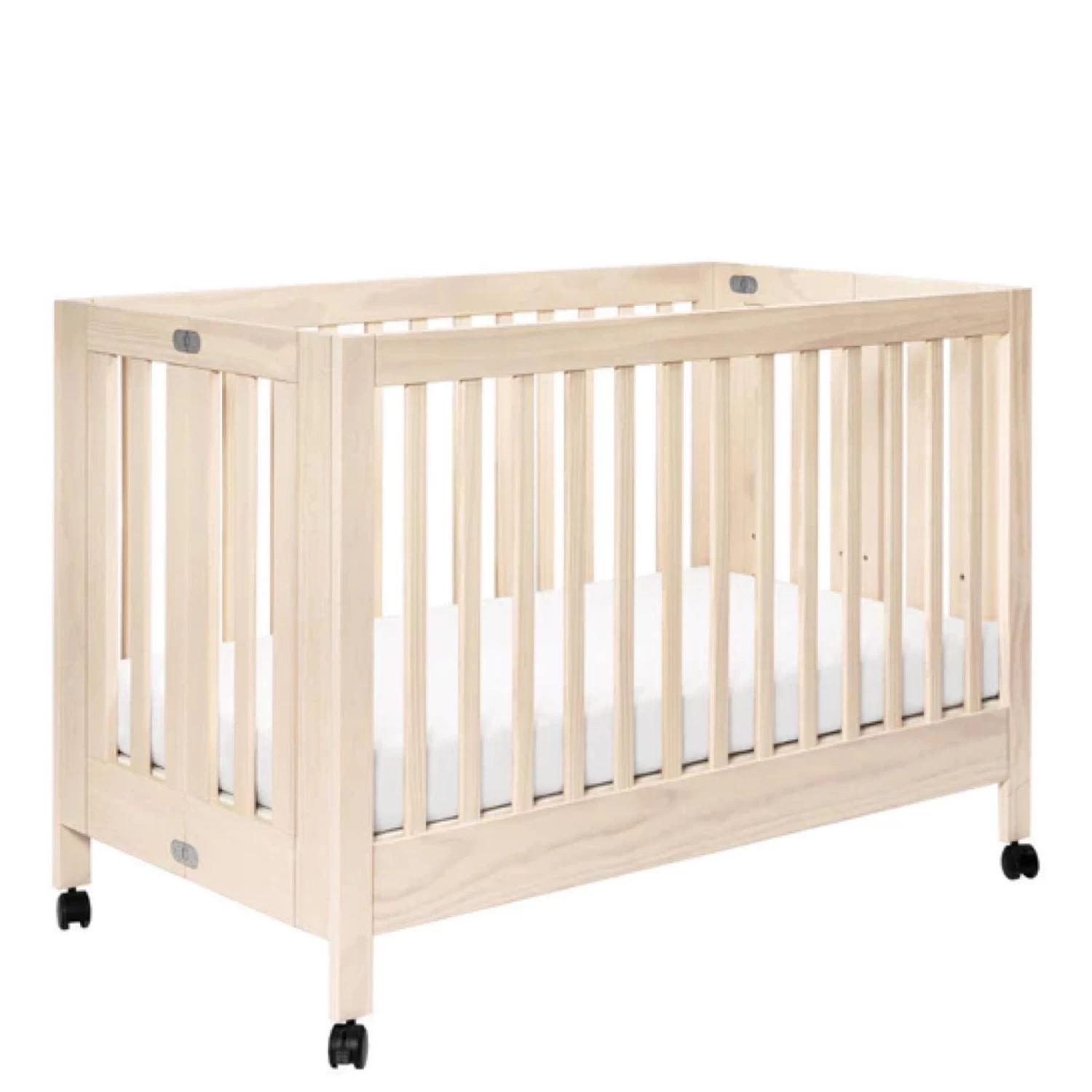 Babyletto Maki Full-Size Folding Crib With Toddler Bed Conversion Kit - Washed Natural