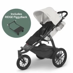 UPPAbaby Ridge Jogging Stroller + PiggyBack Ride-Along Bundle - Bryce (White / Carbon)