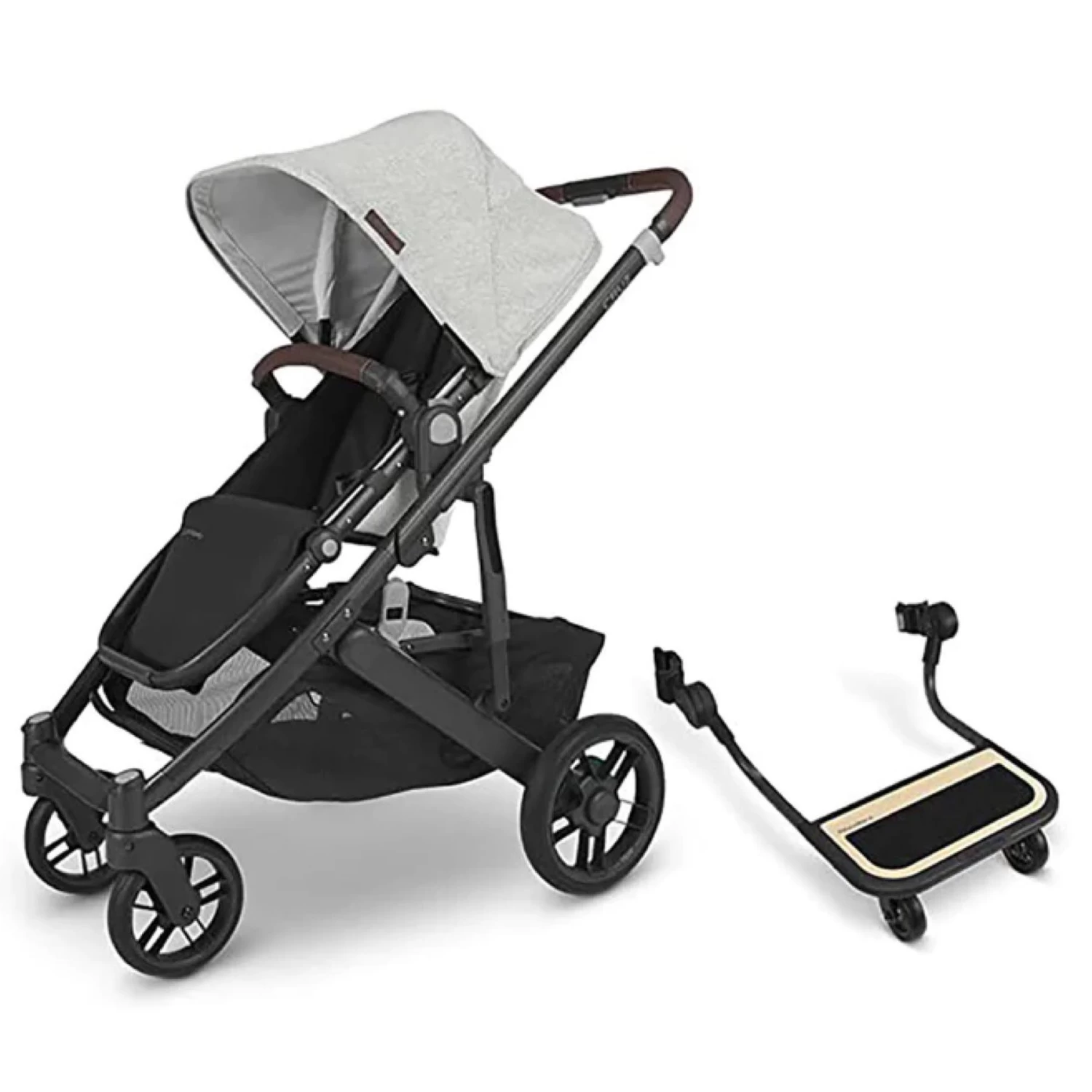 UPPAbaby Cruz V2 Stroller & PiggyBack Sibling Board - Anthony (White And Grey Chenille)