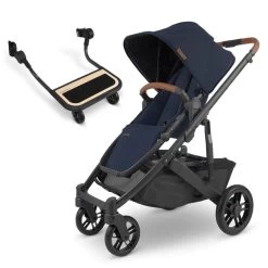 UPPAbaby Cruz V2 Stroller & PiggyBack Sibling Board - Noa (Navy/Carbon/Saddle Leather)
