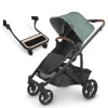 UPPAbaby Cruz V2 Stroller & PiggyBack Sibling Board - Gwen (green Mélange Carbon Frame Saddle Leather)