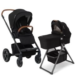 Nuna MIXX Next Stroller And Bassinet + Stand Bundle - Caviar