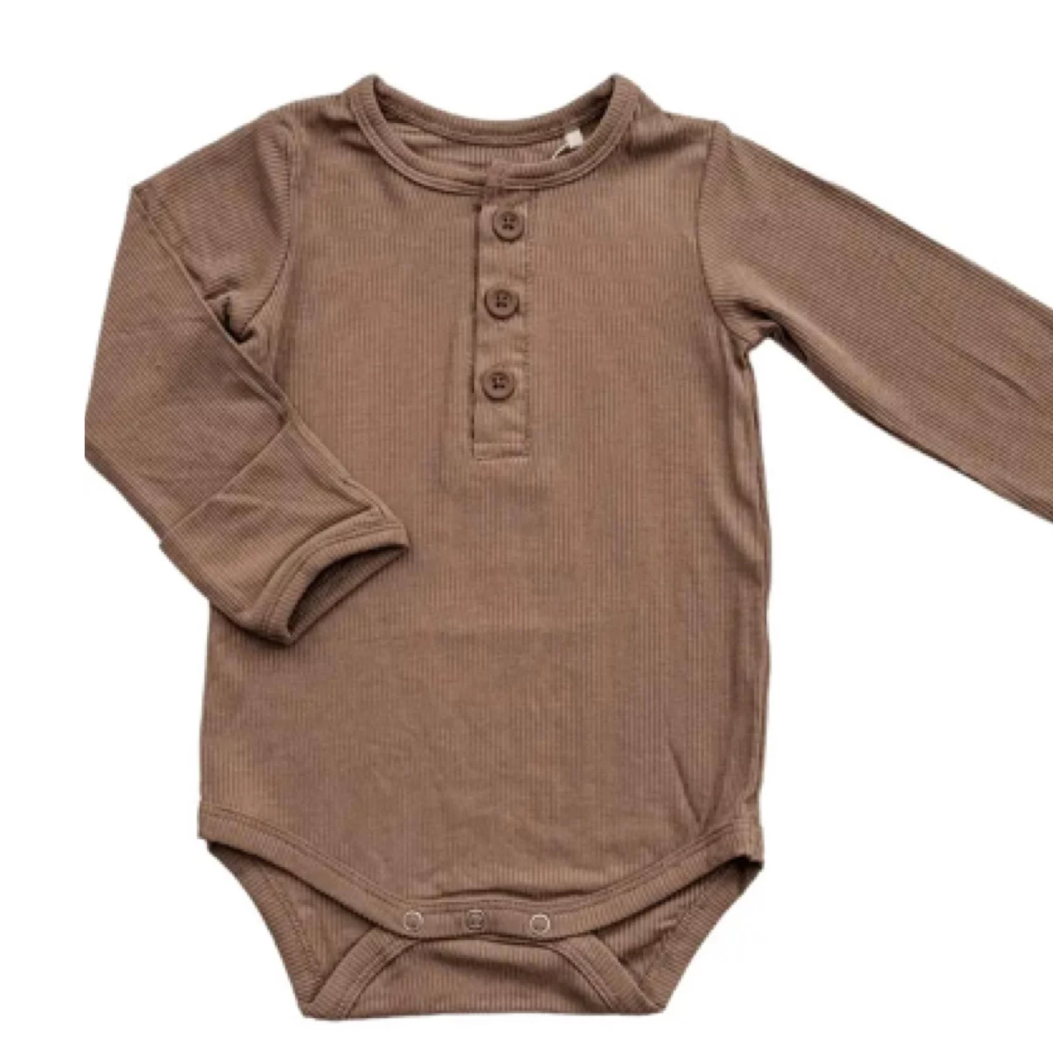 Long Sleeve Ribbed Bodysuit - Mocha