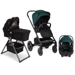 Nuna MIXX Next Bundle - Stroller, Bassinet + Stand, And PIPA Lite RX Infant Car Seat - Lagoon/Caviar