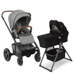 Nuna MIXX Next Stroller And Bassinet + Stand Bundle - Granite/Caviar