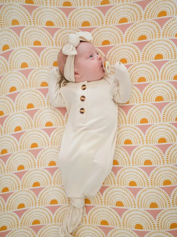 Knotted Baby Gown - Cream - Image 2