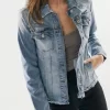 KanCan Womens Distressed Denim Jacket