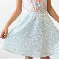 Aqua Sequin Twirl Skirt