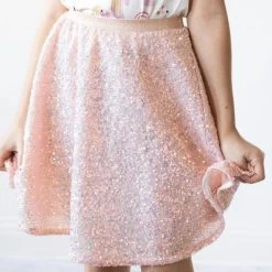 Peach Sequin Twirl Skirt