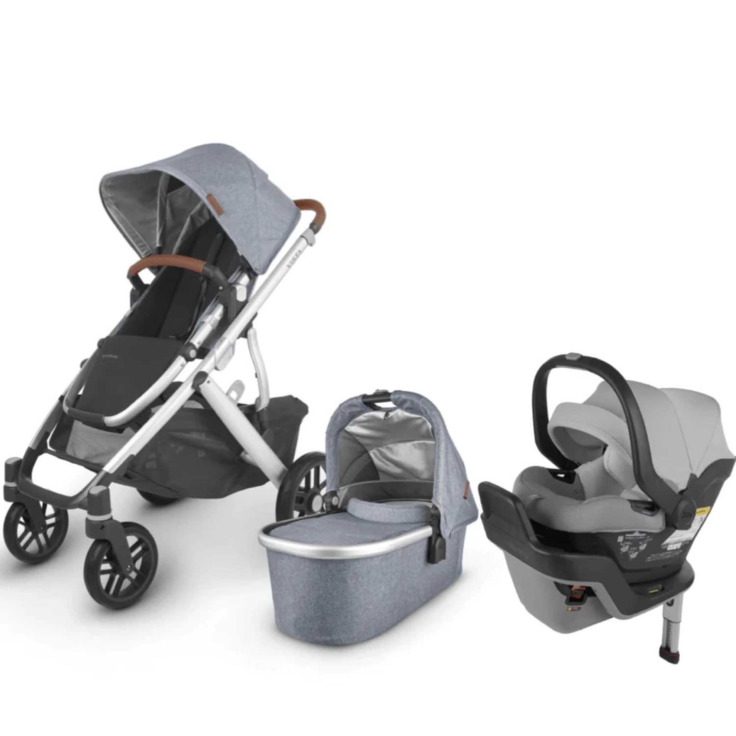 UPPAbaby VISTA V2 And MESA Max Travel System - Gregory Blue Melange/Anthony White Grey Marl
