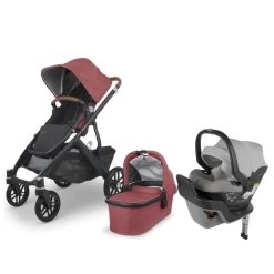 UPPAbaby VISTA V2 And MESA Max Travel System - Lucy Rosewood Melange/Anthony White Grey Marl