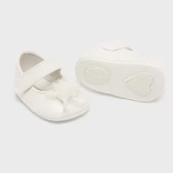 Mayoral White Mary Jane With Pom Pom