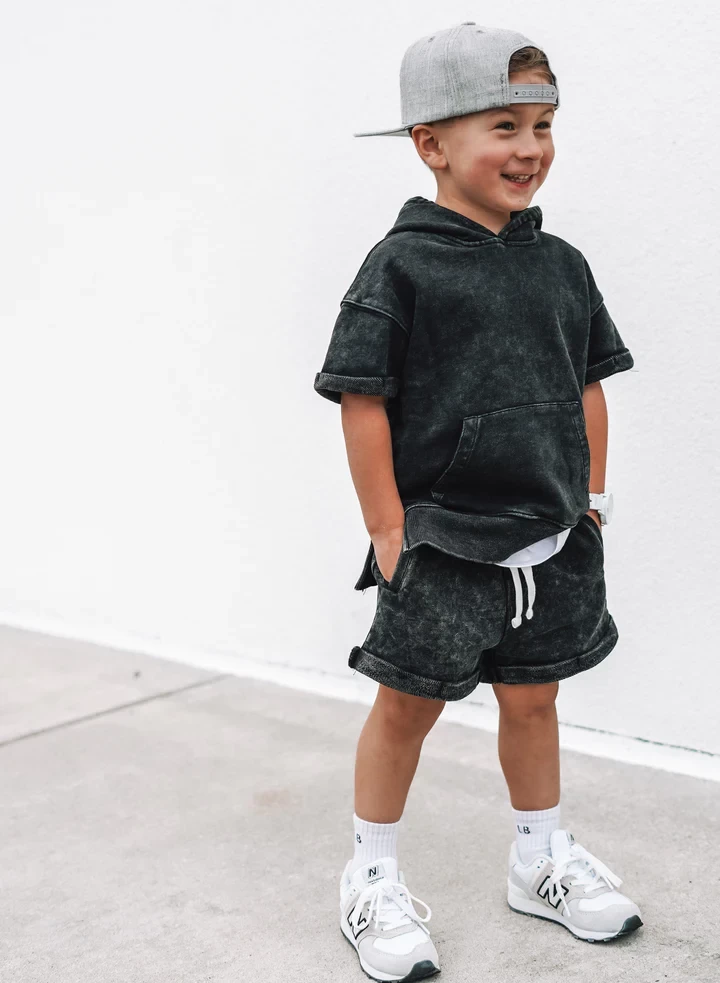 LB Acid Wash Shorts - Black - Image 2