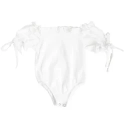 Marigold Puff Sleeve Frilly Leotard - White