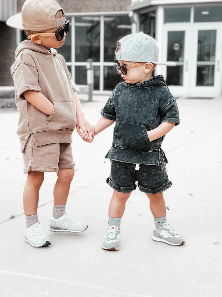 LB Acid Wash Short Sleeve Hoodie - Sand - Image 3