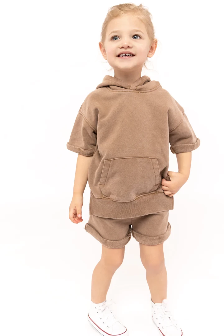 LB Acid Wash Short Sleeve Hoodie - Sand - Image 2