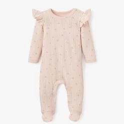 Pointelle Cotton Baby Jumpsuit - Blush Floral