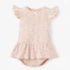 Pointelle Cotton Bubble Romper - Blush Floral