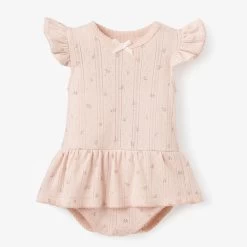 Pointelle Cotton Bubble Romper - Blush Floral